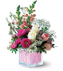 Teleflora's Crystal Baby Block (Girl) In Louisville, KY, In Kentucky, Schmitt's Florist